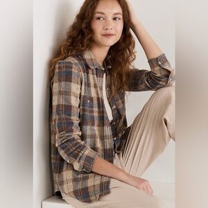 Faherty Brown and Blue Checkered Shirt